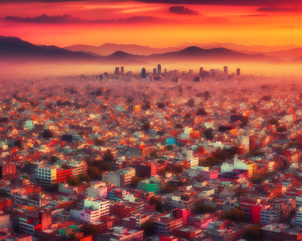Breathtaking Sunset Over a Sprawling Cityscape