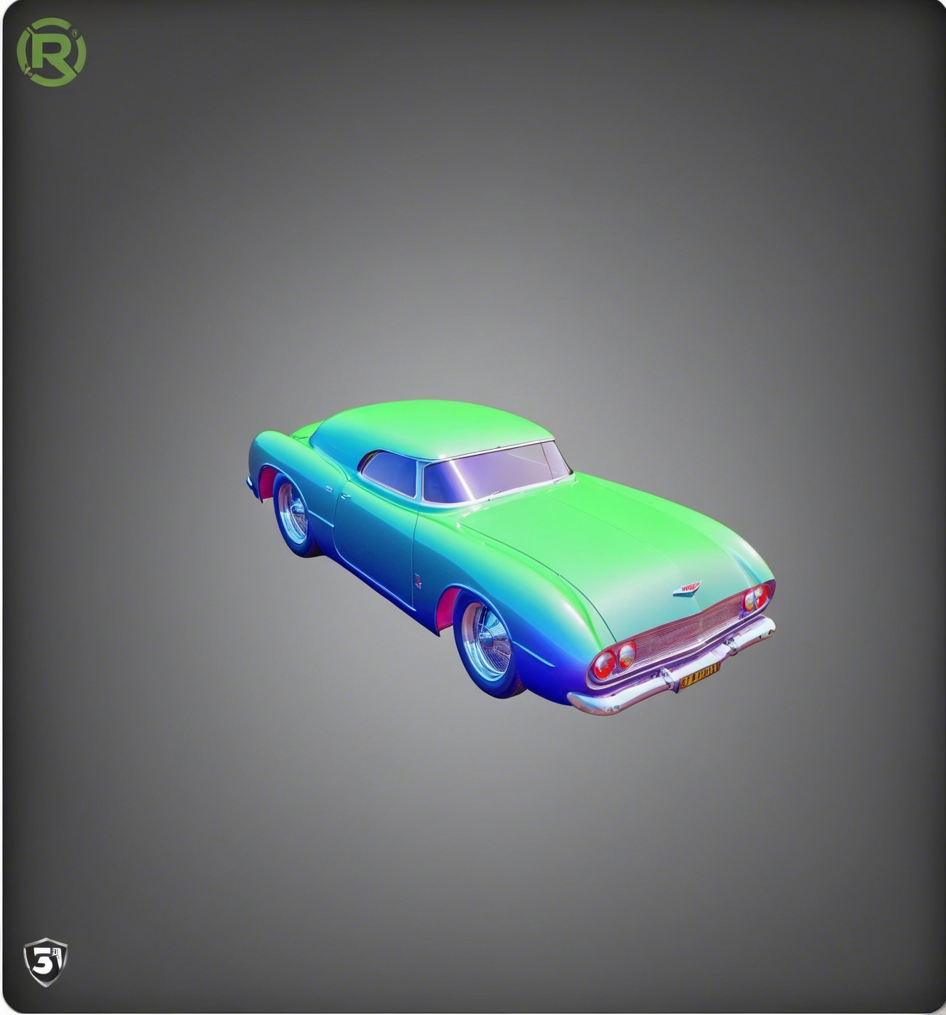 Retro Coupe with Two-Tone Green and Blue Finish
