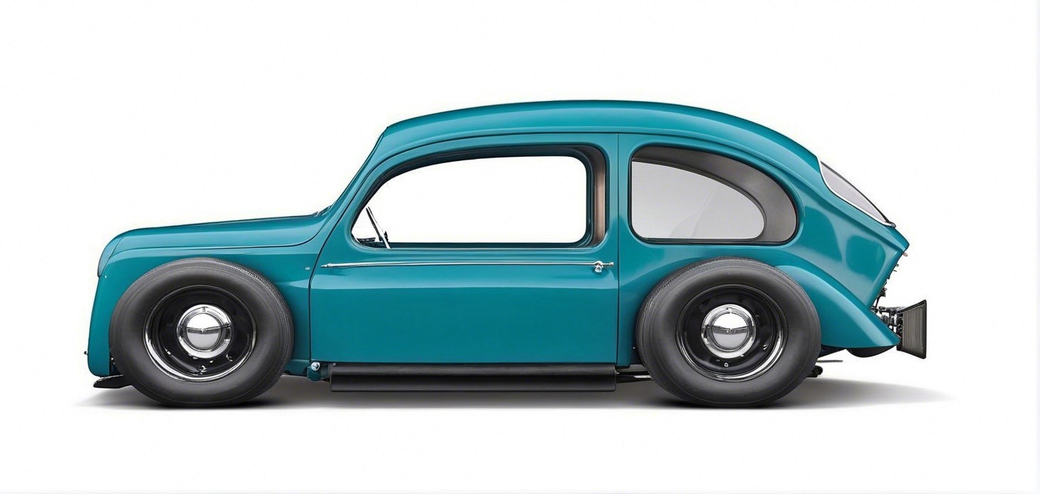 Vintage Turquoise Car with Retro Design Features