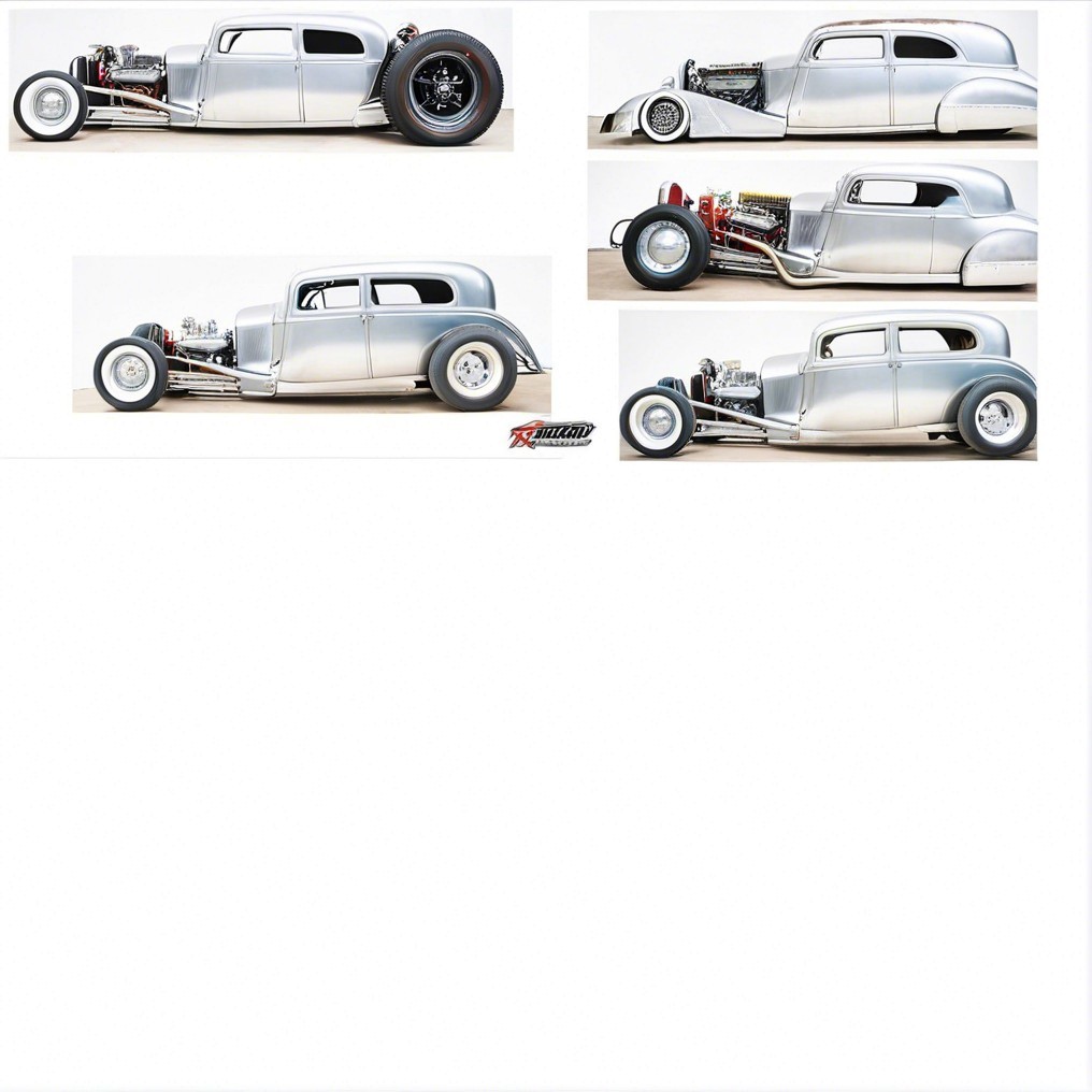 Vintage Custom Car with Sleek Silver Body Design