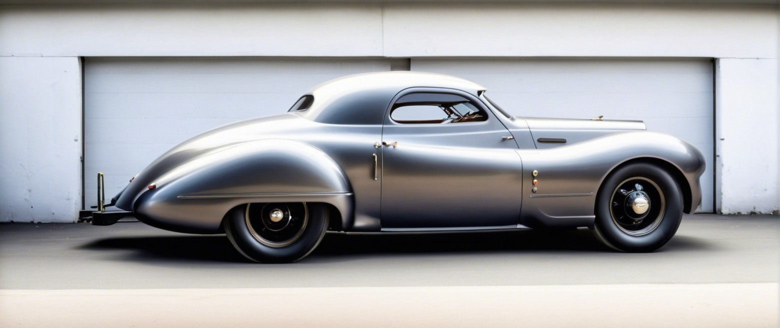 Vintage Car with Matte Gray Finish and Retro Design