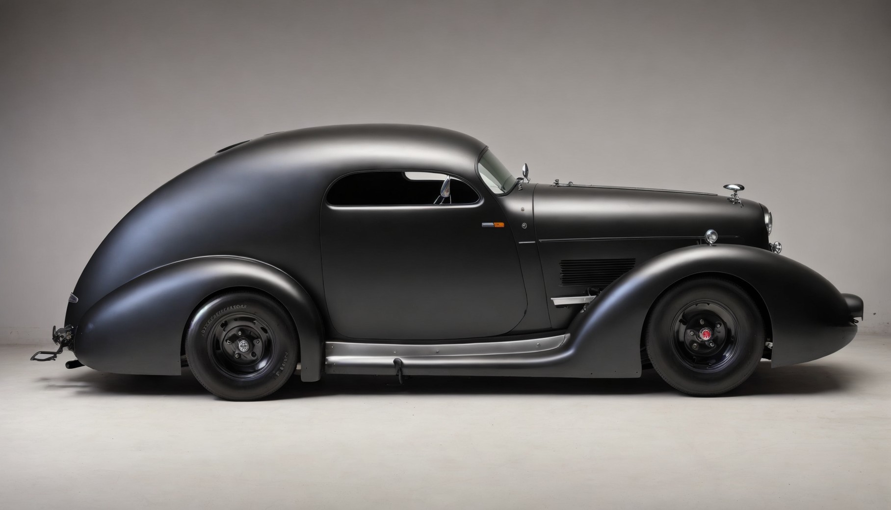Classic Car with Sleek Matte Black Design and Curves