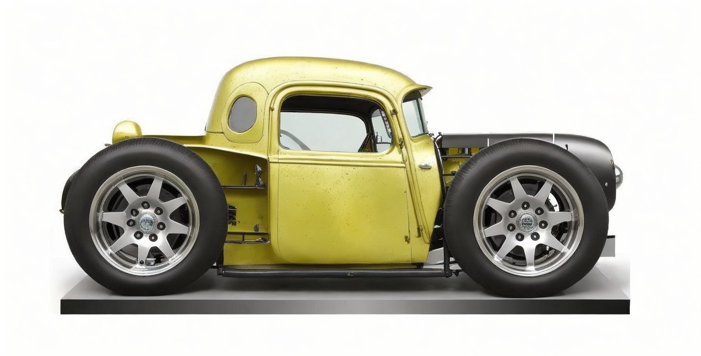Custom Hot Rod with Yellow Paint and Retro Design