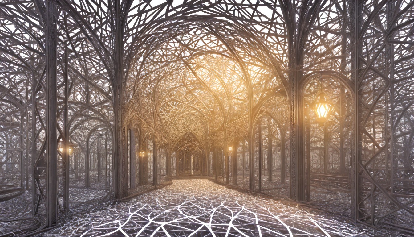 Intricate Hall of Intertwined Branches and Vines