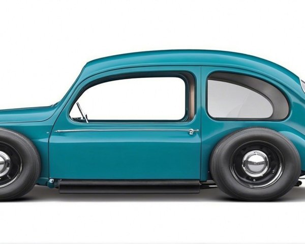 Vintage Turquoise Car with Retro Design Features