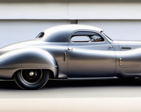 Vintage Car with Matte Gray Finish and Retro Design