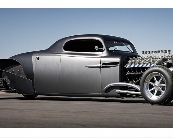 Custom Matte Black Hot Rod with Vintage Design