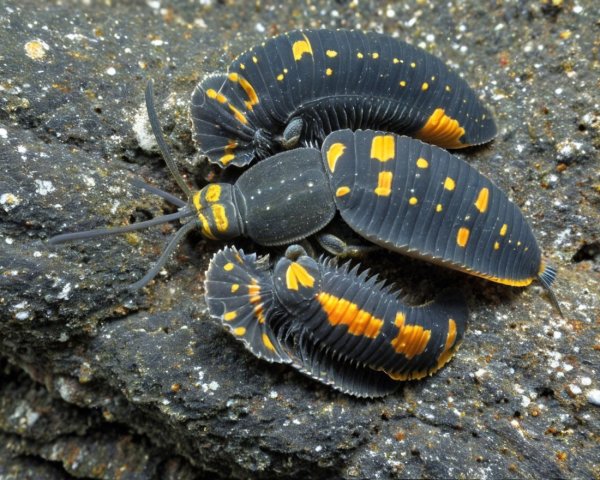 Insect with Black and Orange Markings on Textured Surface