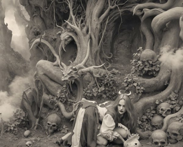 Monochromatic Landscape with Mysterious Figure