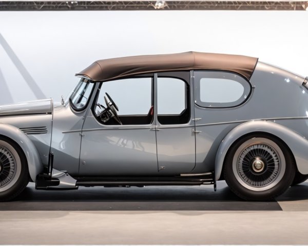 Elegant Vintage Car with Silver-Gray Body Design