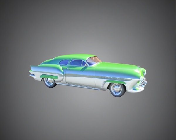 Stylized Vintage Car with Green and Silver Design