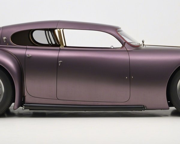 Vintage Car with Matte Purple Finish and Sleek Design