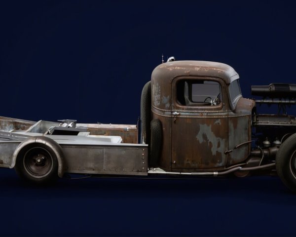 Vintage Rust-Covered Pickup Truck with Retro Design