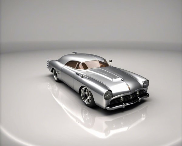 Vintage Silver Car with Polished Exterior and Design