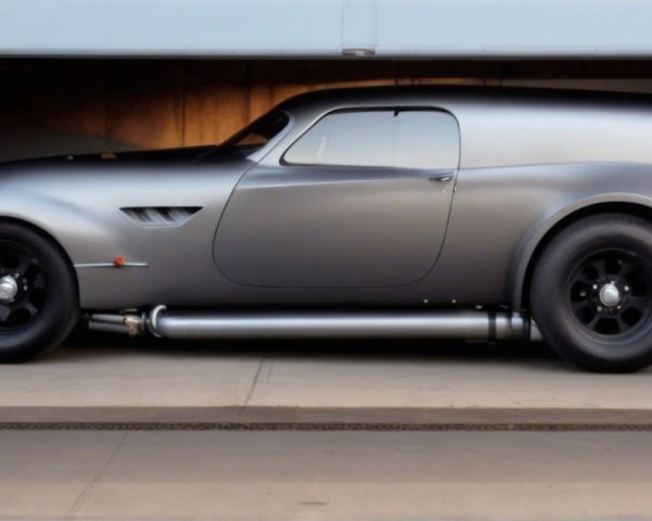 Matte-Finished Custom Car in Garage with Aerodynamic Design