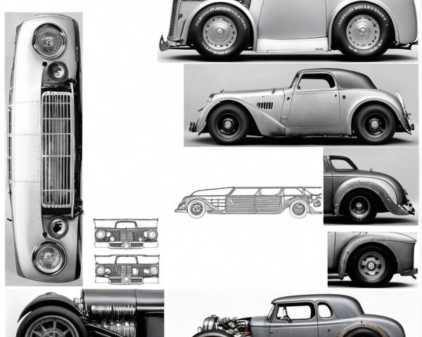 Collection of Vintage Cars in Sleek Silver Tones