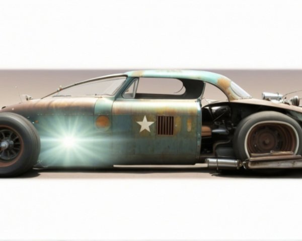 Vintage-inspired turquoise car with retro design features