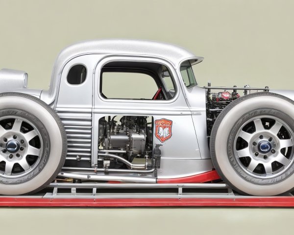 Vintage-Inspired Silver Hot Rod with Retro Styling