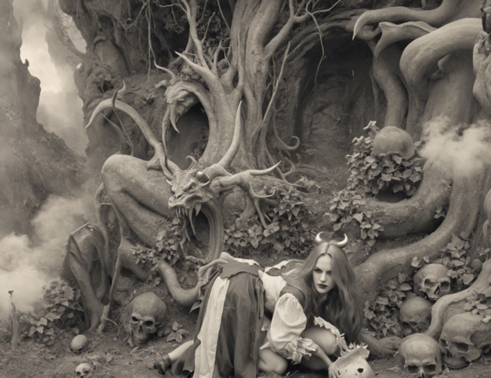 Monochromatic Landscape with Mysterious Figure