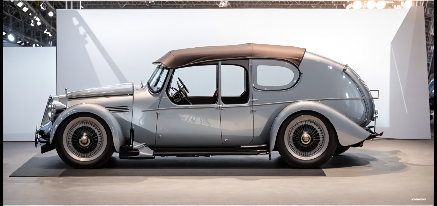 Elegant Vintage Car with Silver-Gray Body Design