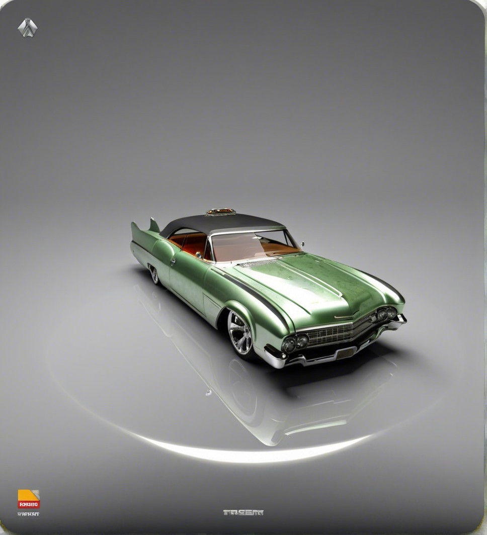 Classic Green Car with Chrome Finish and Vintage Design