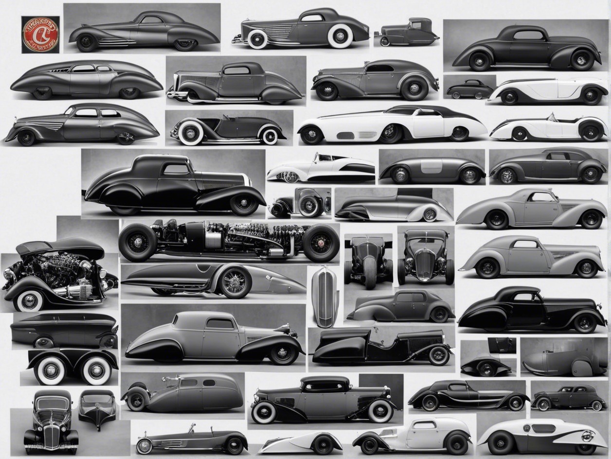 Collage of Classic and Custom Cars in Monochrome