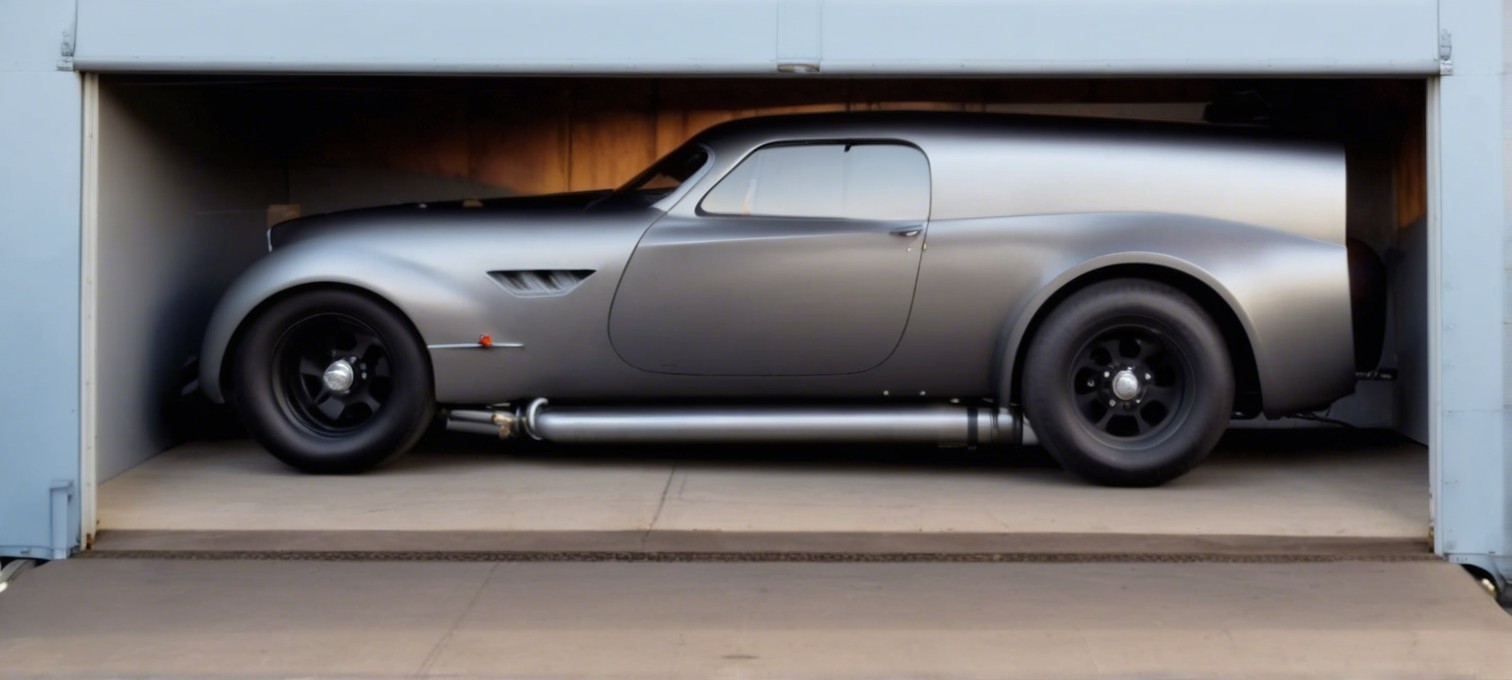Matte-Finished Custom Car in Garage with Aerodynamic Design