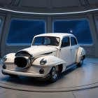 Vintage Car in Futuristic Starry Setting