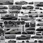 Collage of Classic and Custom Cars in Monochrome