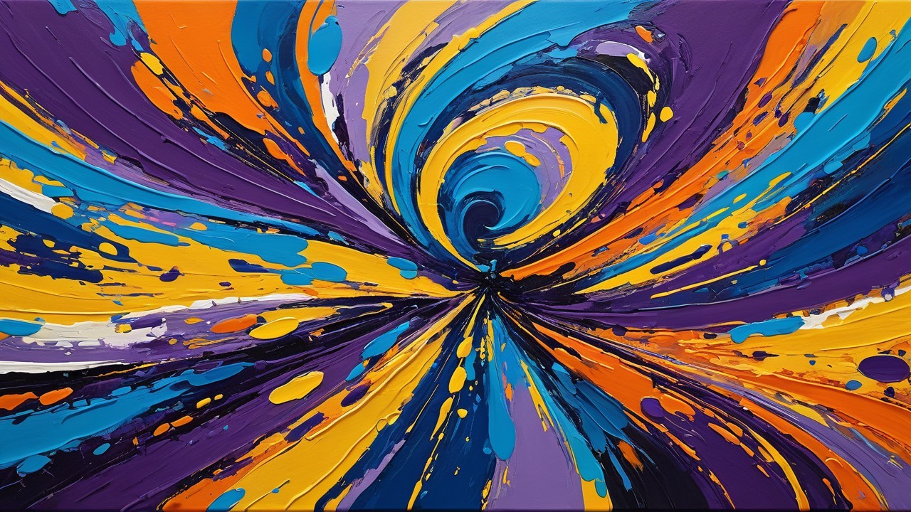 Vibrant Abstract Painting with Dynamic Color Swirls