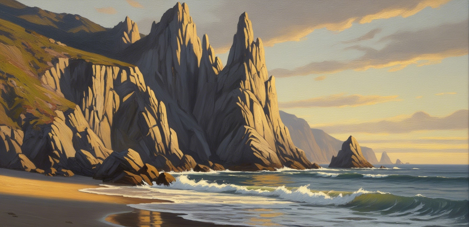 Coastal Landscape with Dramatic Cliffs and Beach