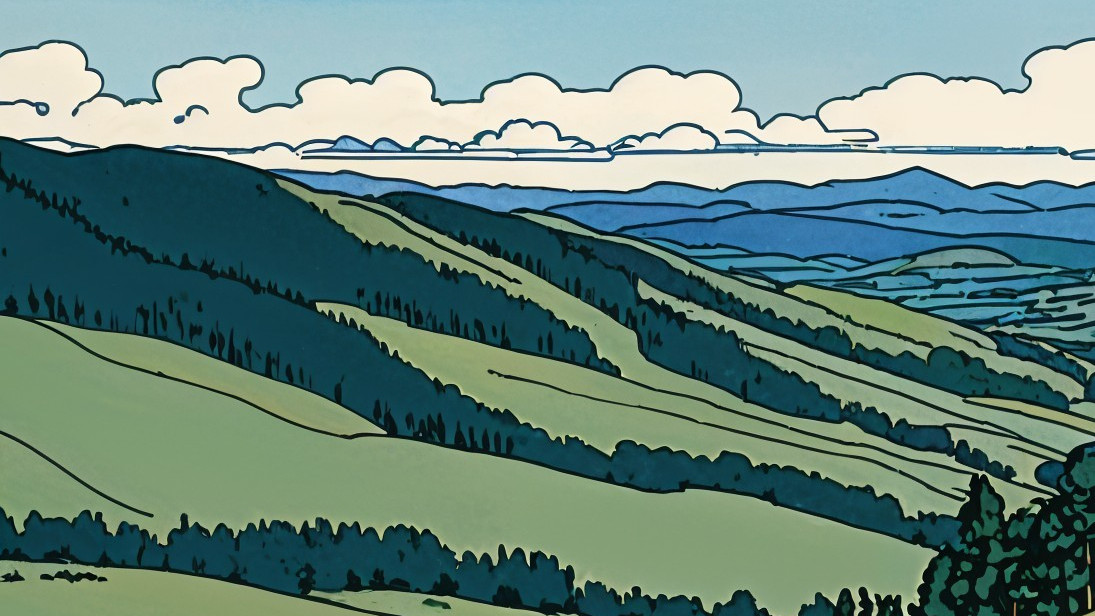 Serene Landscape of Rolling Hills and Valleys