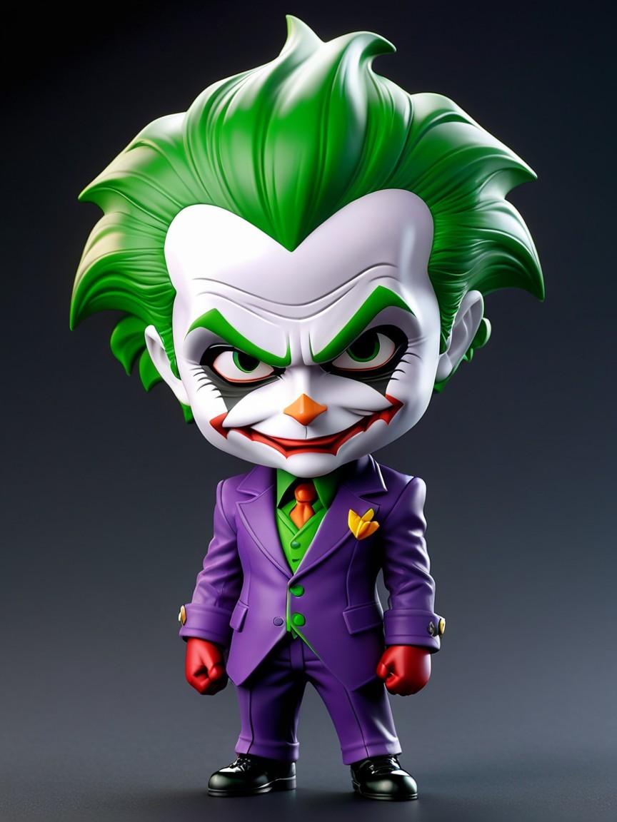 Cartoonish Joker Figure with Vibrant Colors and Style