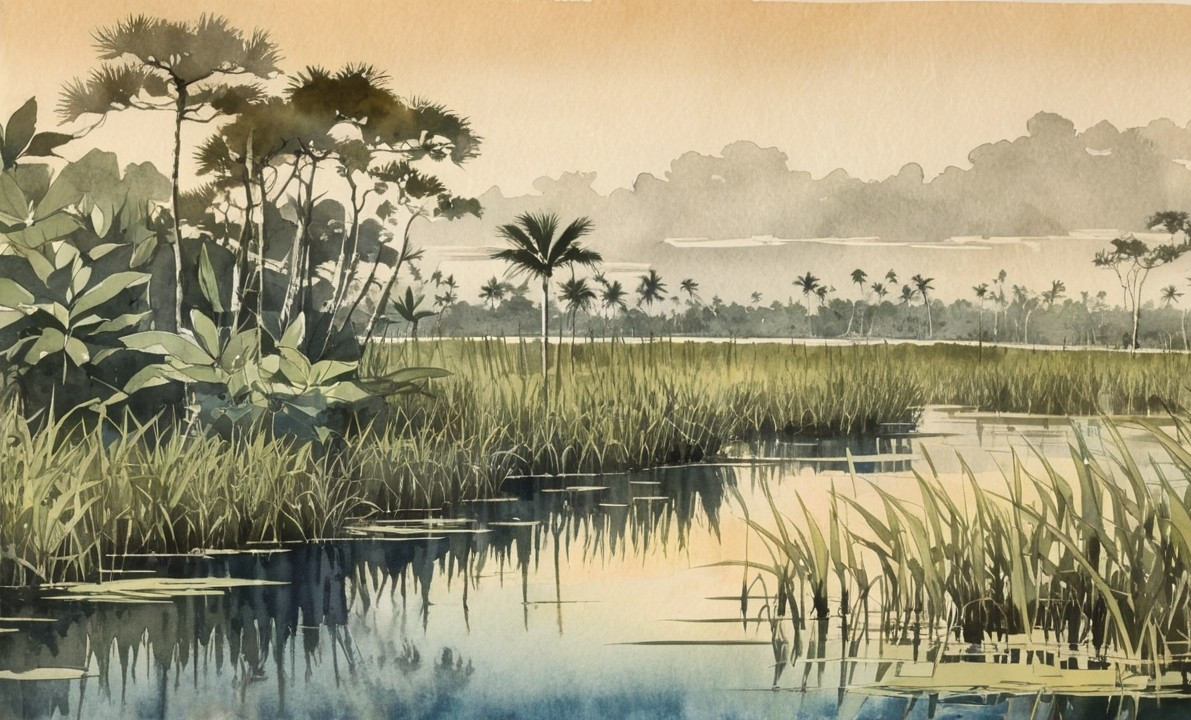 Tranquil Waterway Surrounded by Lush Greenery