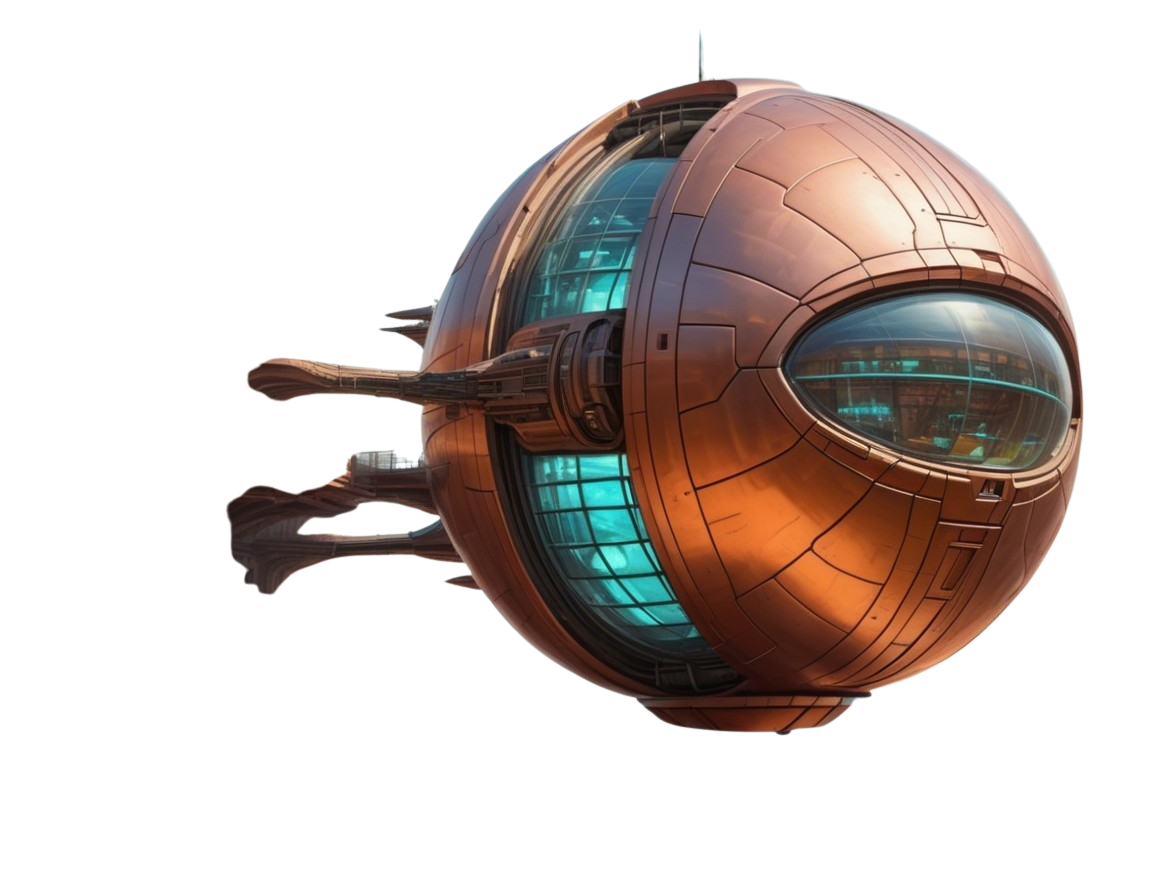 Futuristic Copper-Colored Spaceship Design Features