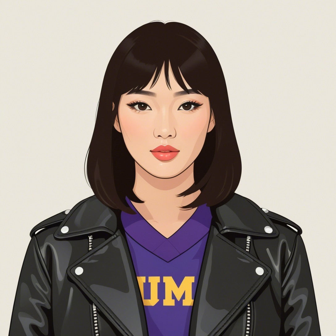 Digital Illustration of Confident Young Woman in Jacket