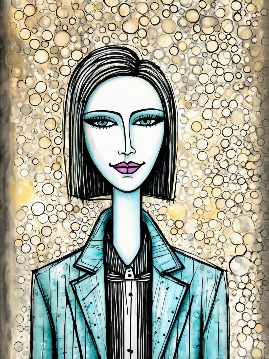 Stylized Illustration of Woman in Blue Blazer