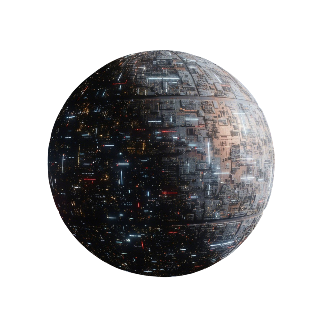 Futuristic Spherical Space Station with Metallic Design