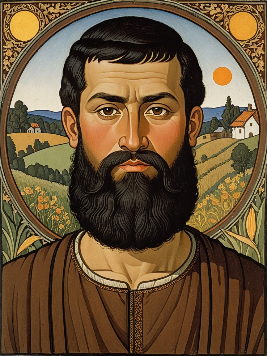 Stylized Portrait of a Bearded Man in Nature