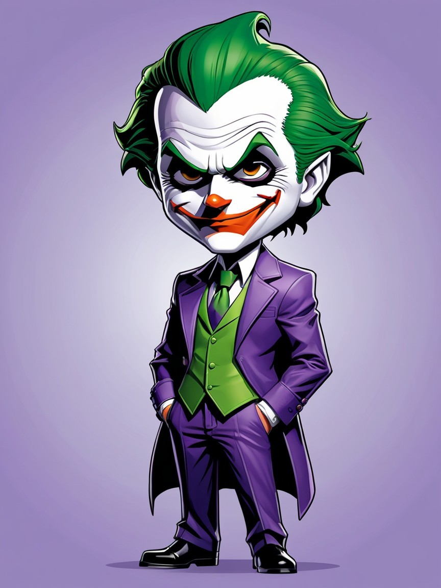 Cartoonish Villain in Purple Suit with Green Vest