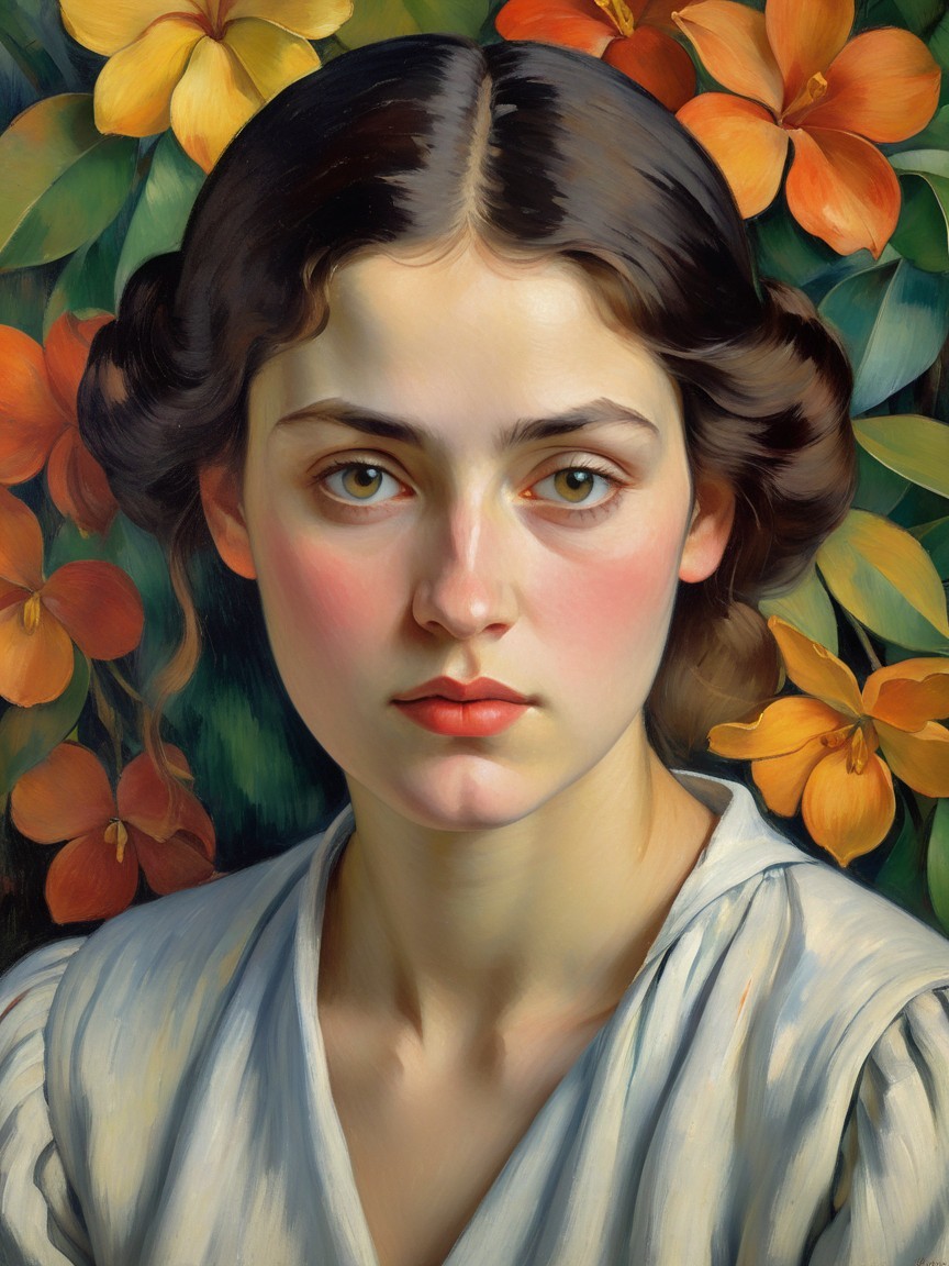 Young woman with green eyes and elegant waves in nature