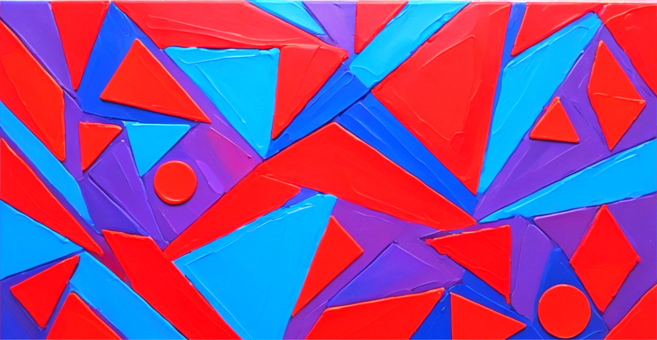 Abstract Composition of Geometric Shapes in Bold Colors