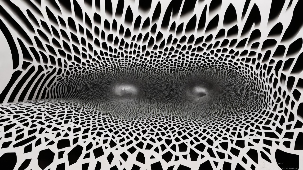 Abstract Black and White Patterns with Depth Illusion