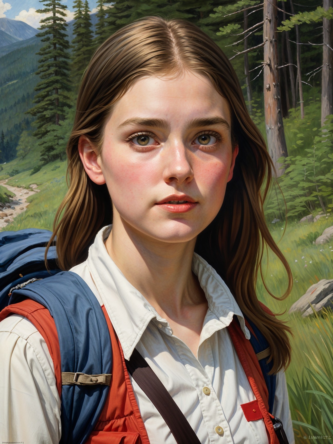 Portrait of a Young Woman in a Green Forest Setting