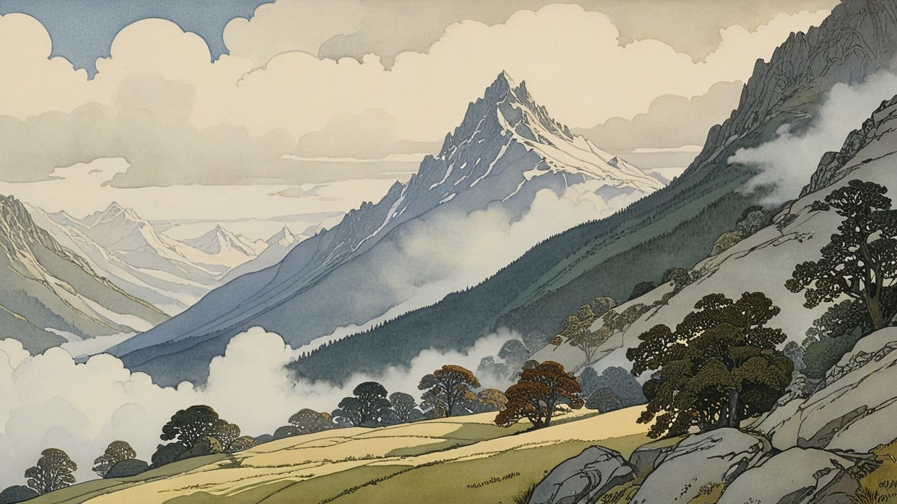 Serene Mountain Landscape with Autumnal Hues