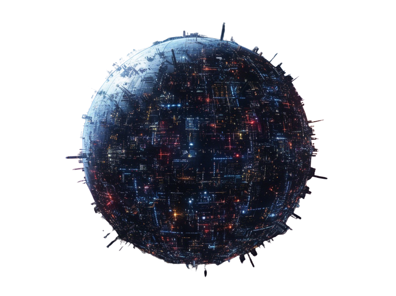 Spherical Planet Structure with Vibrant City Lights