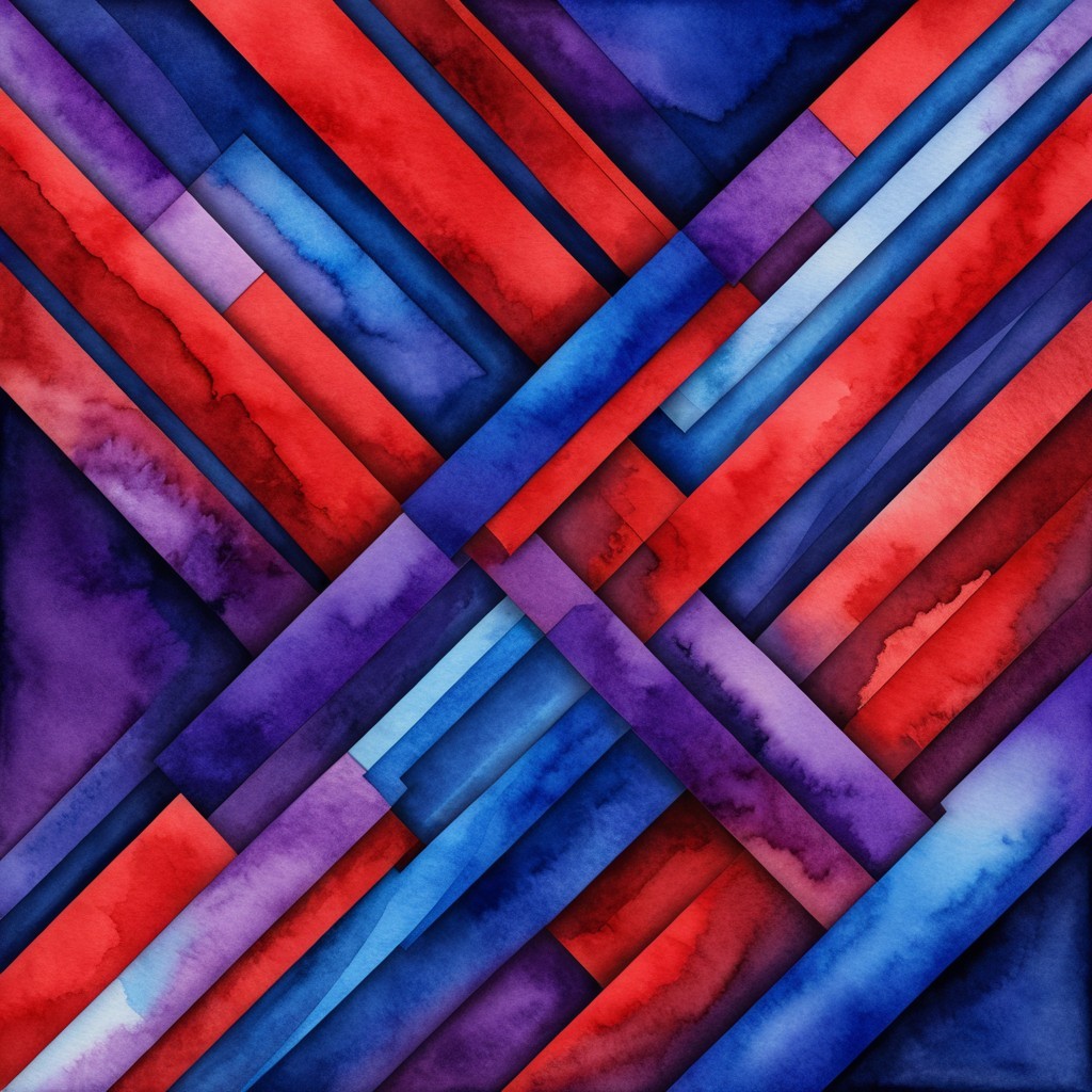 Abstract Watercolor with Geometric Shapes in Vibrant Colors