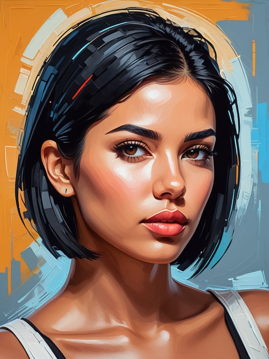 Close-up Portrait of a Woman with Striking Features