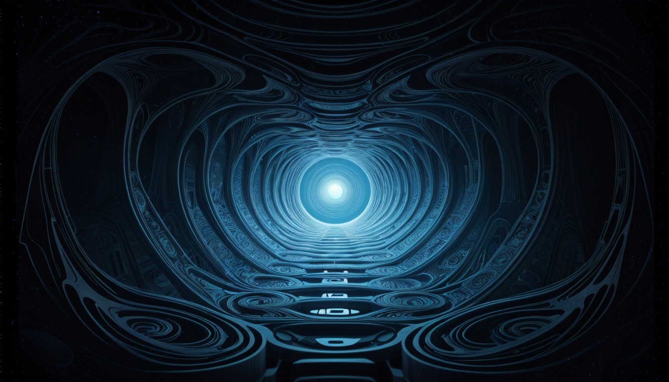 Tunnel of Swirling Patterns and Glowing Lines
