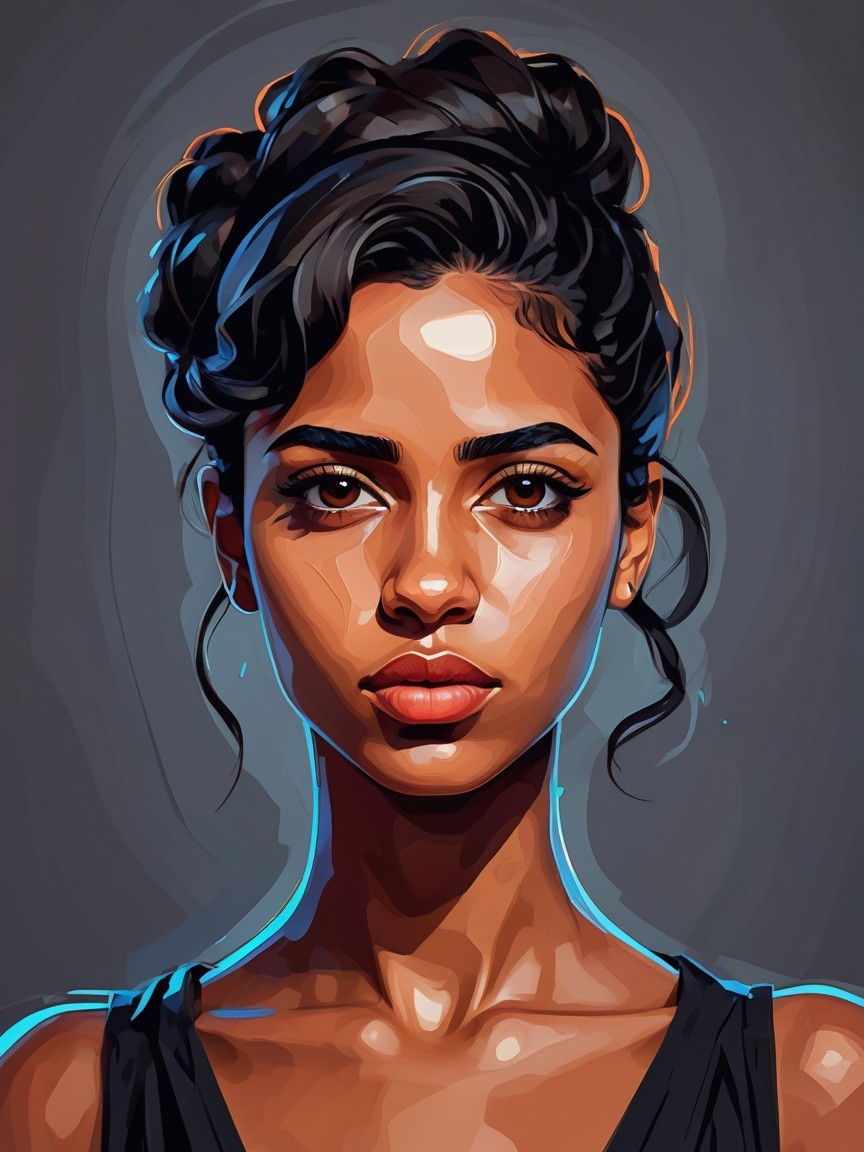 Stylized Portrait of a Confident Young Woman